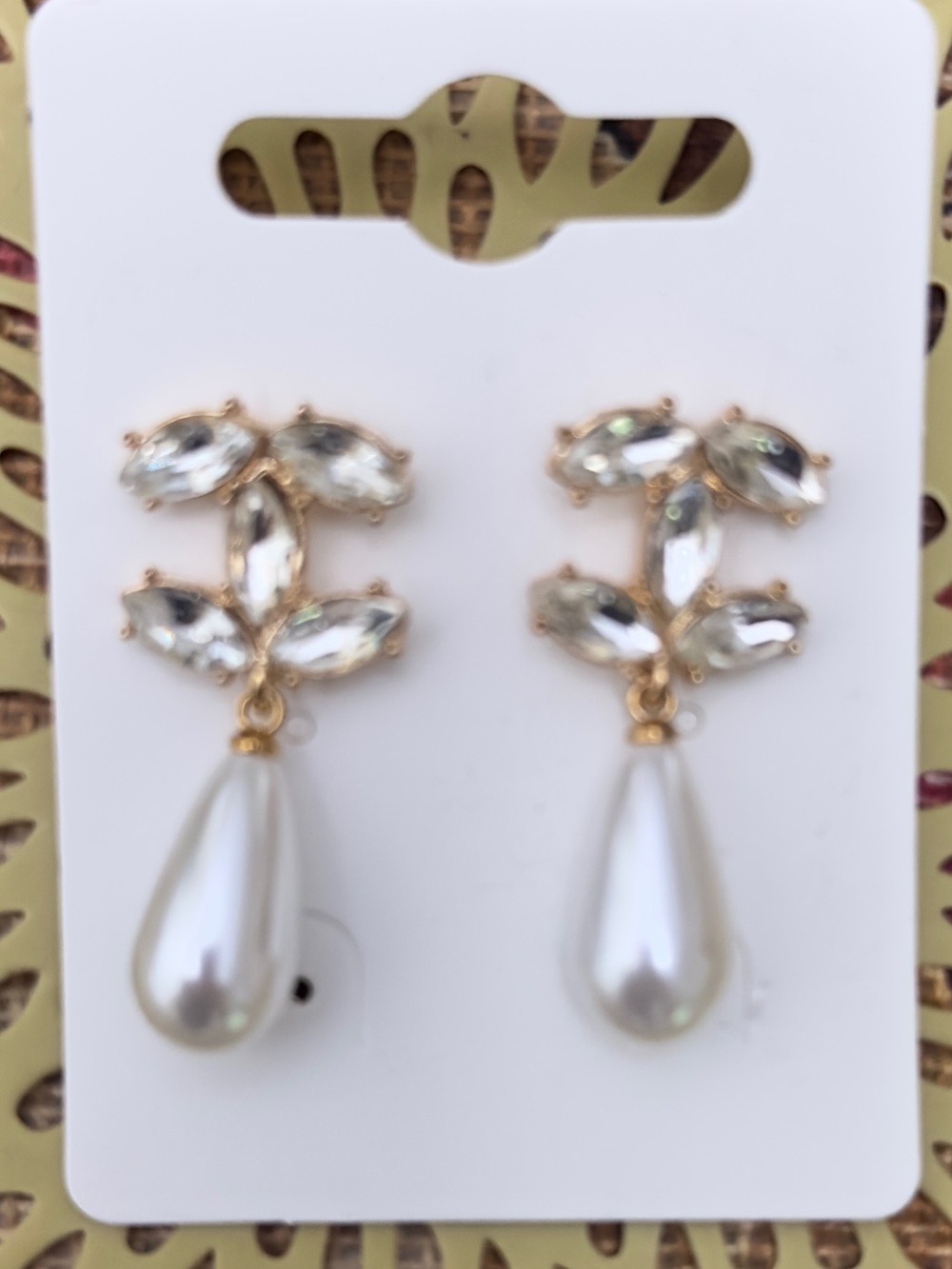 Gold and Pearl Drop Floral Earrings - Women Jewelry